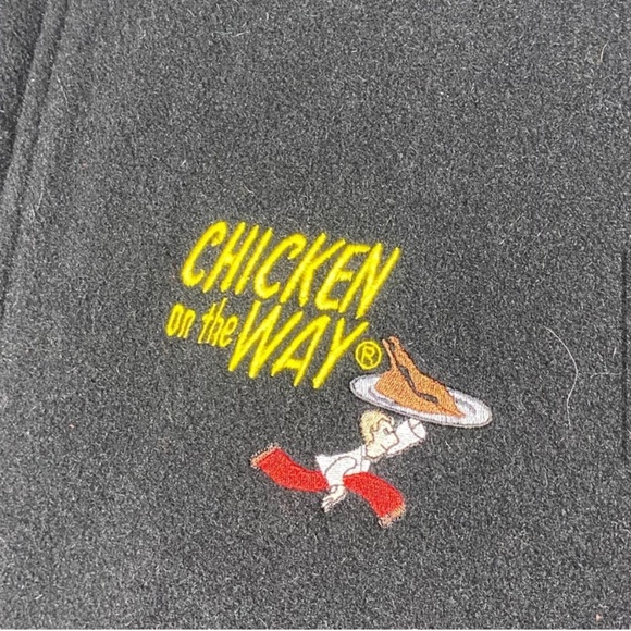 Vintage Chicken On The Way Wool Bomber With Leather Sleeves And Trim XL - Picture 7 of 15